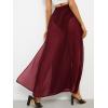 imageOYOANGLE Womens Sheer Mesh Hight Waist Split Beach Cover Up Long SkirtBurgundy