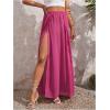 imageOYOANGLE Womens Sheer Mesh Hight Waist Split Beach Cover Up Long SkirtHot Pink