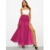 imageOYOANGLE Womens Sheer Mesh Hight Waist Split Beach Cover Up Long SkirtHot Pink