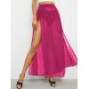 imageOYOANGLE Womens Sheer Mesh Hight Waist Split Beach Cover Up Long SkirtHot Pink