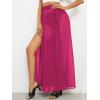 imageOYOANGLE Womens Sheer Mesh Hight Waist Split Beach Cover Up Long SkirtHot Pink
