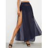 imageOYOANGLE Womens Sheer Mesh Hight Waist Split Beach Cover Up Long SkirtNavy Blue
