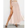 imageOYOANGLE Womens Sheer Mesh Hight Waist Split Beach Cover Up Long SkirtPink Solid