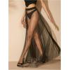 imageOYOANGLE Womens Sheer Mesh Maxi Flowy Skirt High Waist Vacation Concert Bridal A Line Long SkirtsBlack