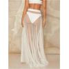 imageOYOANGLE Womens Sheer Mesh Maxi Flowy Skirt High Waist Vacation Concert Bridal A Line Long SkirtsWhite