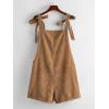 imageOYOANGLE Womens Strap Tie Knot Shoulder Pocket Front Romper Corduroy Overall Shorts JumpsuitBrown