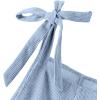 imageOYOANGLE Womens Strap Tie Knot Shoulder Pocket Front Romper Corduroy Overall Shorts JumpsuitLight Blue