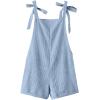 imageOYOANGLE Womens Strap Tie Knot Shoulder Pocket Front Romper Corduroy Overall Shorts JumpsuitLight Blue