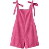 imageOYOANGLE Womens Strap Tie Knot Shoulder Pocket Front Romper Corduroy Overall Shorts JumpsuitPink