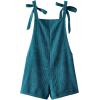 imageOYOANGLE Womens Strap Tie Knot Shoulder Pocket Front Romper Corduroy Overall Shorts JumpsuitTeal Blue