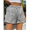 imageOYOANGLE Womens Striped Print High Waisted Shorts Elastic Waist Wide Leg Loose Casual ShortsBlack and White