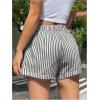 imageOYOANGLE Womens Striped Print High Waisted Shorts Elastic Waist Wide Leg Loose Casual ShortsBlack and White