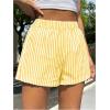 imageOYOANGLE Womens Striped Print High Waisted Shorts Elastic Waist Wide Leg Loose Casual ShortsYellow
