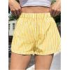 imageOYOANGLE Womens Striped Print High Waisted Shorts Elastic Waist Wide Leg Loose Casual ShortsYellow