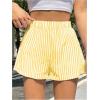 imageOYOANGLE Womens Striped Print High Waisted Shorts Elastic Waist Wide Leg Loose Casual ShortsYellow