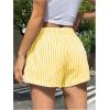 imageOYOANGLE Womens Striped Print High Waisted Shorts Elastic Waist Wide Leg Loose Casual ShortsYellow