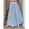 imageOYOANGLE Womens Striped Skirts High Waisted Flowy A Line Maxi Skirt with PocketBlue