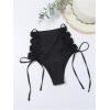 imageOYOANGLE Womens Tie Side Bikini Bottoms Lace Up High Waisted Bathing Suit BottomBlack