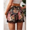 imageOYOANGLE Womens Tribal Print Tassel Loose Shorts Elastic High Waist Wide Leg Casual Shorts Boho Beach ShortsMulticolor
