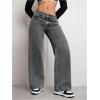 imageOYOANGLE Womens Zipper Fly Wide Leg Jeans Y2k Baggy Casual Denim Pants with PocketsGrey