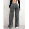imageOYOANGLE Womens Zipper Fly Wide Leg Jeans Y2k Baggy Casual Denim Pants with PocketsGrey