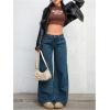 imageOYOANGLE Womens Zipper Fly Wide Leg Jeans Y2k Baggy Casual Denim Pants with PocketsMedium Wash