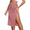 imageOYOANGLE Womens Boho Floral Print High Waisted A Line Split Thigh Summer Midi SkirtPink