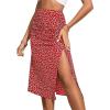 imageOYOANGLE Womens Boho Floral Print High Waisted A Line Split Thigh Summer Midi SkirtRed Floral