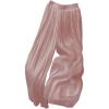 imageOYOANGLE Womens Elastic High Waist Wide Leg Pleated Flowy Pants Casual Loose Fit Summer Chiffon TrousersPink