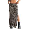 imageOYOANGLE Womens Leopard Print Maxi Skirt High Slit Elastic Waist Y2K Cheetah Pencil SkirtsDeep Brown