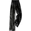imageOYOANGLE Womens Metallic High Elastic Waist Straight Leg Pants Casual Party Nightout Clubwear Long PantsBlack