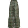 imageOYOANGLE Womens Plaid Print Wide Leg Long High Waisted Pants Y2K Casual Street Trousers with PocketsGreen