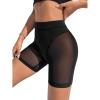 imageOYOANGLE Womens Sheer Mesh High Waist Biker Shorts Skinny Short Leggings Slip ShortsBlack
