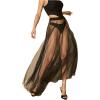 imageOYOANGLE Womens Sheer Mesh Maxi Flowy Skirt High Waist Vacation Concert Bridal A Line Long SkirtsBlack
