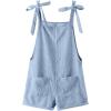 imageOYOANGLE Womens Strap Tie Knot Shoulder Pocket Front Romper Corduroy Overall Shorts JumpsuitLight Blue