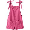 imageOYOANGLE Womens Strap Tie Knot Shoulder Pocket Front Romper Corduroy Overall Shorts JumpsuitPink