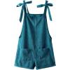 imageOYOANGLE Womens Strap Tie Knot Shoulder Pocket Front Romper Corduroy Overall Shorts JumpsuitTeal Blue