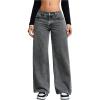 imageOYOANGLE Womens Zipper Fly Wide Leg Jeans Y2k Baggy Casual Denim Pants with PocketsGrey