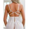 imageOYOANGLE Womens 2 Piece Lingerie Set Bow Cut Out Sheer Chemise Nightgowns and Thongs Babydoll SleepwearWhite