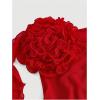 imageOYOANGLE Womens Bodycon Dress 3D Floral Ruched Round Neck Sleeveless Ruffle Hem Midi DressRed
