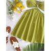 imageOYOANGLE Womens Cut Out Smocked Sundress Backless Ruffle A Line Cami Dress Flowy Mini DressGreen