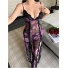 imageOYOANGLE Womens Floral Print Nightgown Babydoll Lingerie Dress V Neck Slip Chemise NightwearPurple