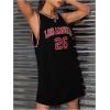 imageOYOANGLE Womens Letter Graphic Oversized Jersey Tank DressBlack