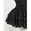 imageOYOANGLE Womens Polka Dots A Line Mini Halter Top Dress Backless Ruched Layered Ruffle DressesBlack and White
