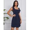 imageOYOANGLE Womens Tie Back Square Neck Ruffle Strap Sleeveless A Line Flare Flowy Lightweight Summer Short DressDark Blue