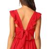imageOYOANGLE Womens Tie Back Square Neck Ruffle Strap Sleeveless A Line Flare Flowy Lightweight Summer Short DressRed