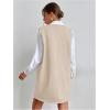 imageOYOANGLE Womens V Neck Sleeveless Knitted Solid Short Sweater Dress with PocketsBeige