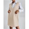 imageOYOANGLE Womens V Neck Sleeveless Knitted Solid Short Sweater Dress with PocketsBeige