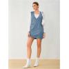 imageOYOANGLE Womens V Neck Sleeveless Knitted Solid Short Sweater Dress with PocketsBlue