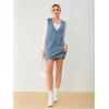imageOYOANGLE Womens V Neck Sleeveless Knitted Solid Short Sweater Dress with PocketsBlue